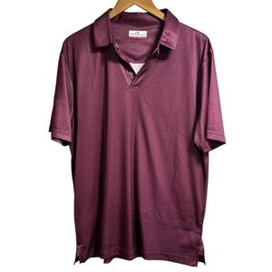 Grand Slam Performance Mens Polo‎ Shirt Large Burgundy  Micro Grid Golf Tee #855
